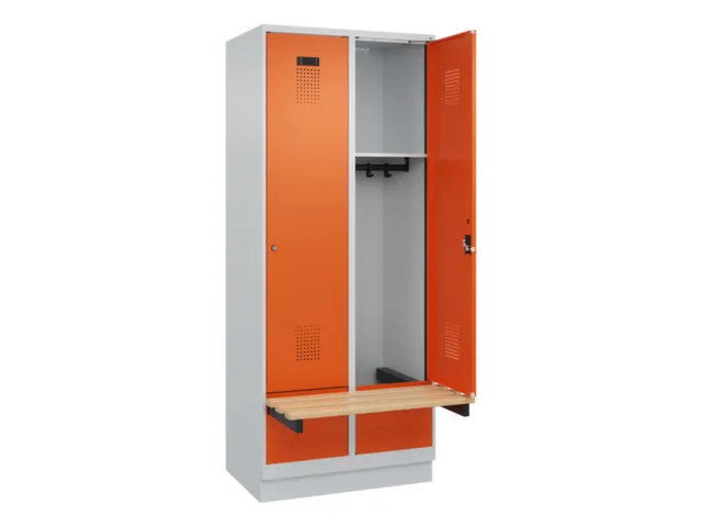 locker met bank,HxBxD 1950x800x815mm,2vak,vak B 400mm,cilinderslot