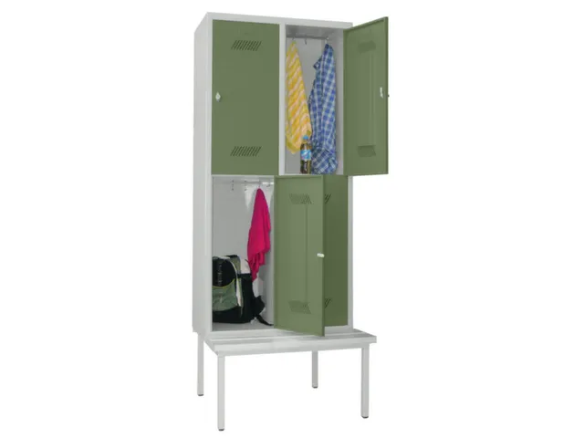 banklocker,dubbeldeks,HxBxD 2150x800x800mm,RAL7035,front RAL6011