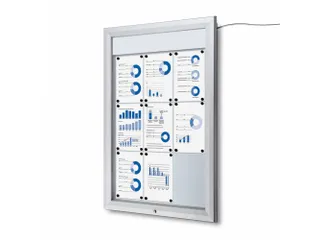 Outdoor mededelingenbord 9x A4 met logopaneel LED verlicht - 1
