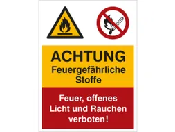 combi-bord waarschuwing/verbod,Let op! Brandgevaarlijke stoffen