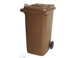 Vuilcontainer PE 240 liter HxBxD 1100x580x740mm met wielen bruin