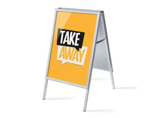 Stoepbord A1 complete set met print "Take Away" Geel - 1