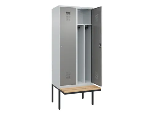 locker met bank,voor scheiding van kleding,HxBxD 2120x800x815mm,2vak