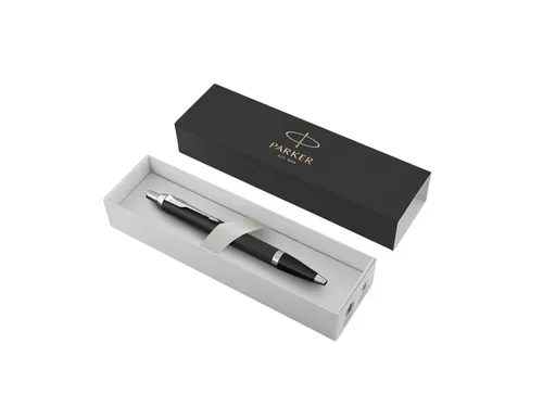 Balpen Parker IM Matt Black CT Finish Medium Blauwe inkt