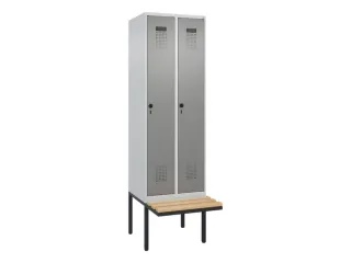 locker met bank,HxBxD 2120x600x815mm,2vak,vak B 300mm,draaigrendel - 3