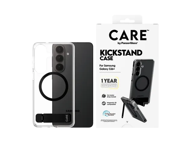 PanzerGlass CARE by Kickstand Case Transparent w. Qi Samsung Gal