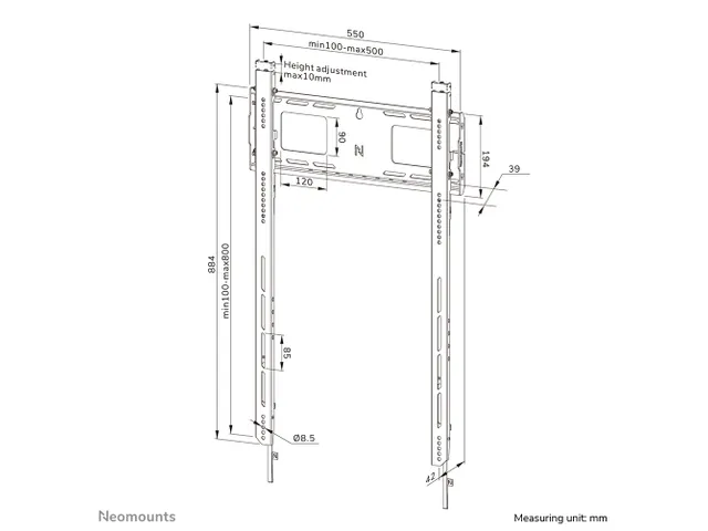 Neomounts LEVEL-750 WL30-750BL18P Support mural fixe robuste pour écr