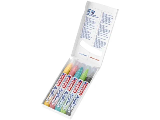 Acrylmarker edding e-5100 medium set van 5 kleuren pastel