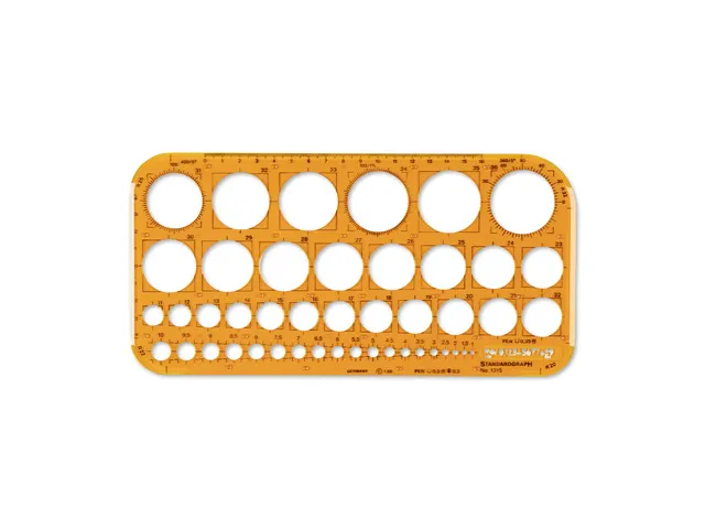 Sjabloon cirkel Standardgraph 1-36mm 45 cirkels