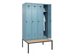 locker met bank,HxBxD 2120x1200x815mm,4vak,vak B 300mm,draaigrendel