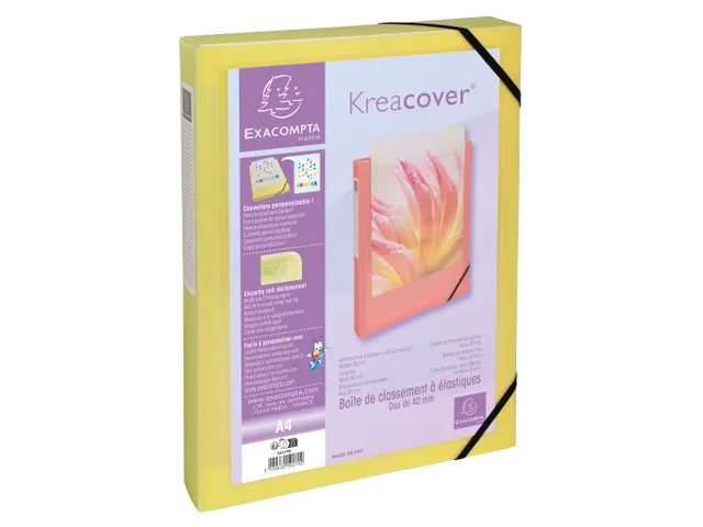 Boite de classement polypropylène Kreacover Pastel dos 40mm - A4 - Co
