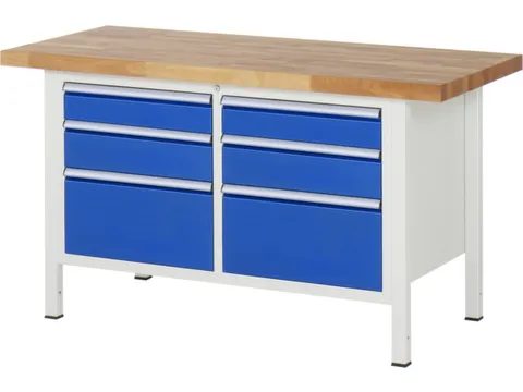 werkbank,HxBxD 840-1040x1500x700mm,beukblad,draagverm. 1250kg,4voeten