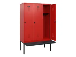 locker met bank,HxBxD 1950x1200x815mm,3vak,vak B 400mm,draaigrendel