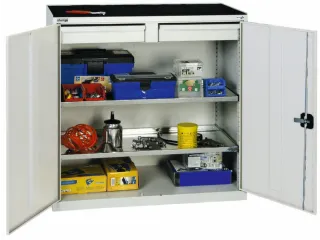 Draaideurkast Hxbxd 1000x1000x500mm 2laden 2legborden Lichtgrijs - 2