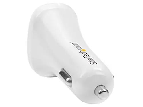 Dubbele USB autolader dual USB 24W/4.8A 2 poorts wit