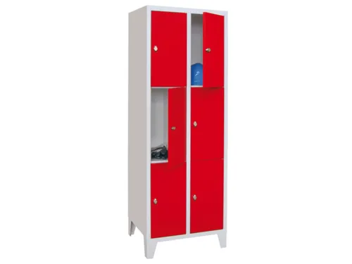 lockerkast,HxBxD 1850x600x500mm,2x3vakken,RAL7035,front RAL3000