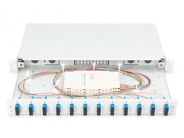 LWL-splitsdoos 1U uitgerust 12x SC DX OS2 incl. splitscassette