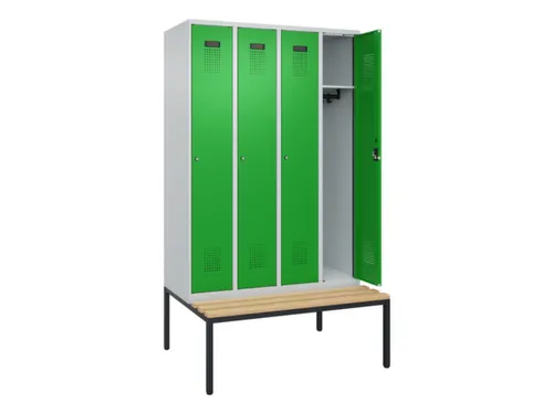 locker met bank,HxBxD 2120x1200x815mm,4vak,vak B 300mm,cilinderslot