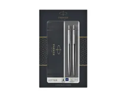 Balpen en vulpotlood Parker Jotter stainless steel CT medium 2 stuks