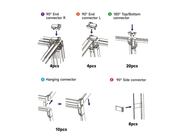 Set connecteurs FlexFrame argent 86 pièces