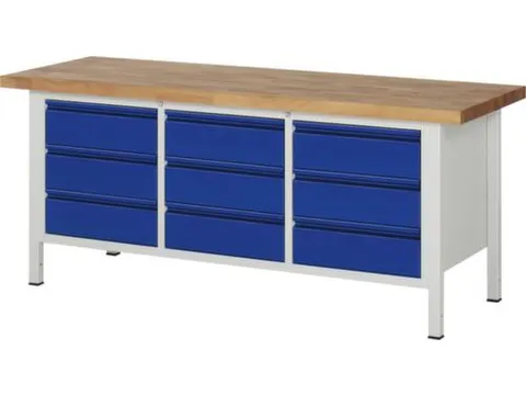 werkbank,RAL 7035/RAL 5010,HxBxD 840-1040x2000x700mm,beukblad