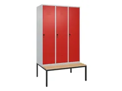 locker met bank,HxBxD 2120x1200x815mm,3vak,vak B 400mm,draaigrendel