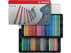 Viltstift STABILO Pen 68/50 Arty medium assorti blik à 50 stuks