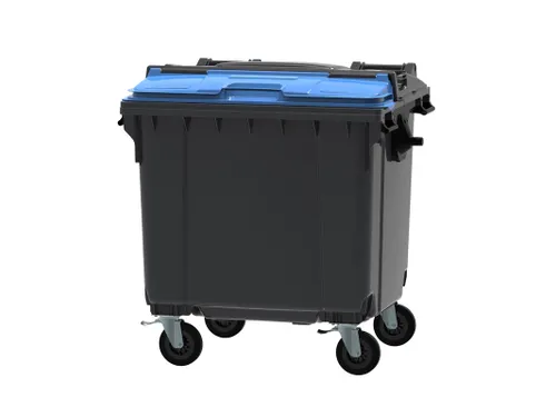 Container 1100 liter split deksel Grijs Blauw