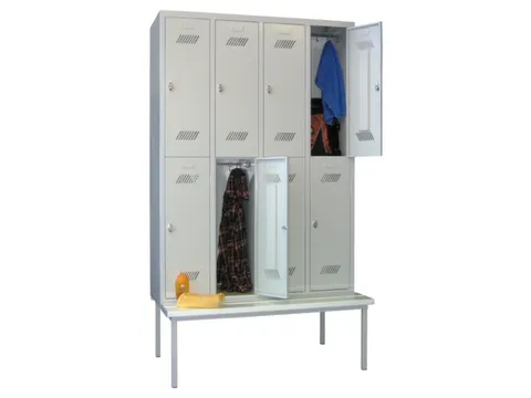 HxlxP 2150x1200x800mm 4x2compart. RAL7035 face avant RAL5012