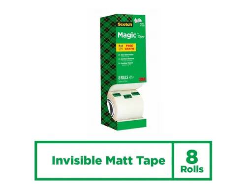 Plakband Scotch Magic 810 19mmx33m onzichtbaar mat 7+1 gratis