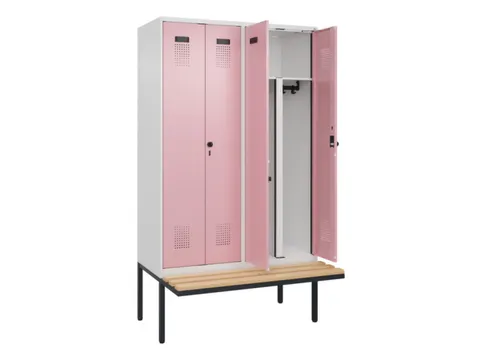 PBM-locker met bank,HxBxD 2120x1200x815mm,4vak,vak B 300mm