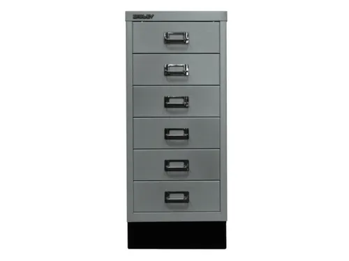 kantoor-ladekast HxBxD 670x279x380mm 6 laden romp zilverkleurig staal