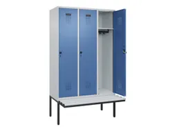 locker met bank,HxBxD 2120x1200x815mm,3vak,vak B 400mm,draaigrendel