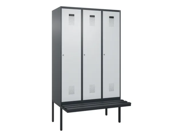 locker met bank,voor scheiding van kleding,HxBxD 2120x1200x815mm,3vak