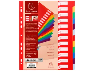 Tabbladen PP opaak A4+ 12 tabs ass - 1