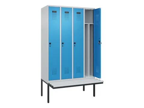 locker met bank,voor scheiding van kleding,HxBxD 2120x1200x815mm,4vak