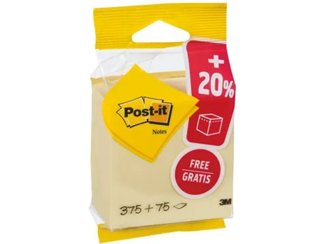 Bloc-mémos Post-it 76x76mm jaune canari 450 feuillets sous blister
