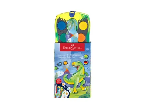 Waterverfdoos Faber-Castell Connector Dino 12kleuren +1 tube wit