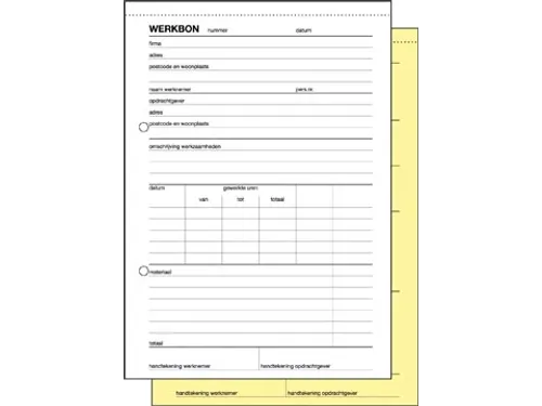 Expres werkbonblok A5 Nederlands dupli (50 x 2 vel)