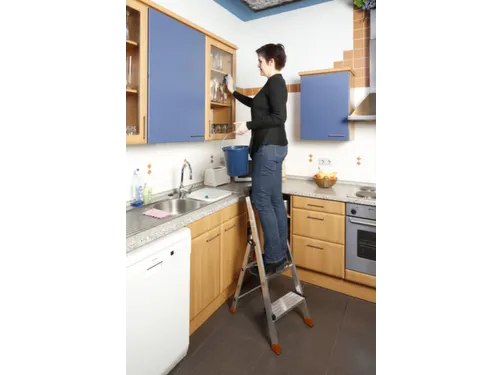 trapladder,eenzijdig,2 XXL treden,balk L 1m,aluminium