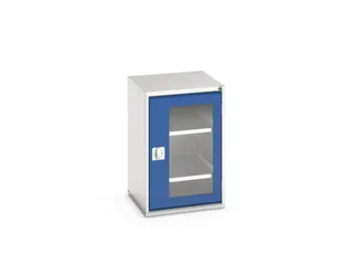 vitrinekast 800x525x550mm 2xStalen bodem romp RAL7035 front RAL5010 - 1