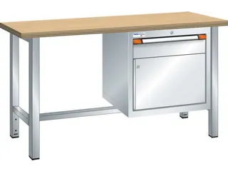 werkbank,HxBxD 840x2000x700mm,multiplexblad,RAL7035,front RAL7035 - 2