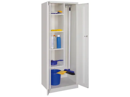 Schoonmaakkast HxBxD 1800x600x500mm 4 Legborden RAL7035 Front RAL5010