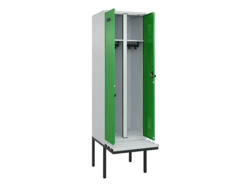 locker met bank,voor scheiding van kleding,HxBxD 2120x600x815mm,2vak