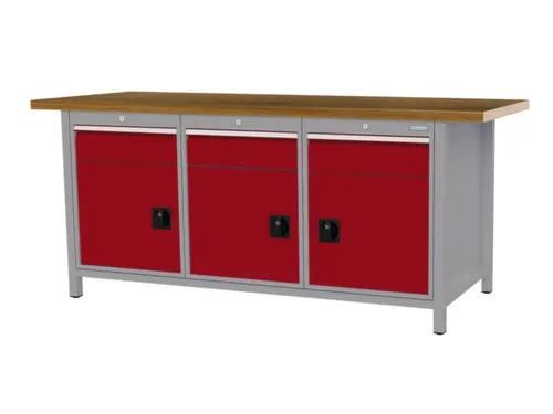 werkbank,HxBxD 860x2000x750mm,onderstel RAL7040,fronten RAL3003