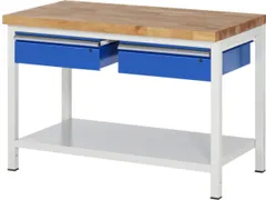 établi HxlxP 840-1040x1250x700mm plateau hêtre force 1250kg 4 pieds