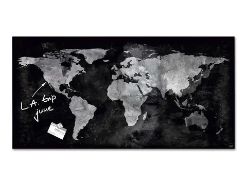 Glasmagneetbord Sigel Artverum 91x46cm Wereldkaart