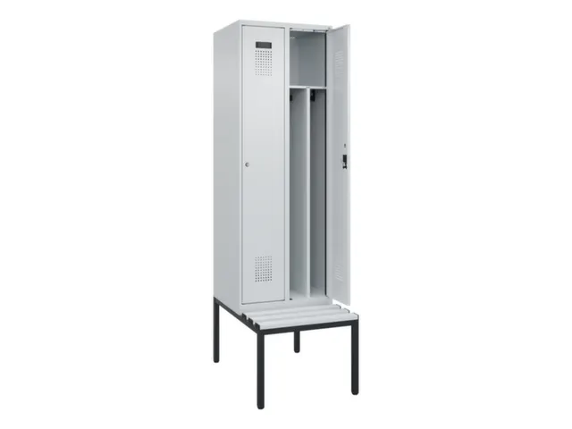 locker met bank,voor scheiding van kleding,HxBxD 2120x600x815mm,2vak