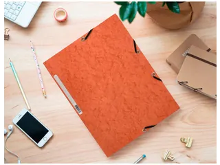 Elastomap A4 3 Kleppen en Elastieken Karton Oranje - 5