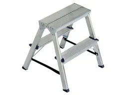 dubbele aluminium ladder,beide zijden,2x2trede(n),bordes H 0,43m